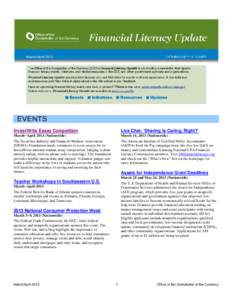 Financial Literacy Update(March/April 2013)