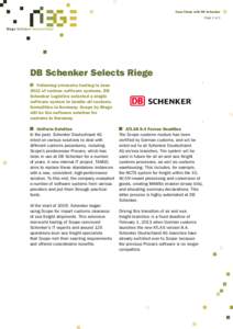 Case Study with DB Schenker Page 1 of 2 R i ege Softwa r e I n t e r n a t i o n a l  DB Schenker Selects Riege