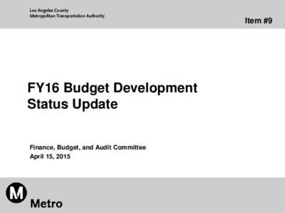 April 15, Item 9 - Finance, Budget and Audit Committee Meeting