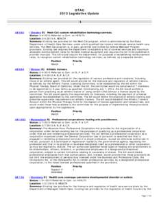 OTAC 2013 Legislative Update   1  