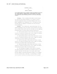 Ord. 387 Uniform Naming and Numbering  Mayor Reuben Seay, September 10, 1988 Page 1 of 8