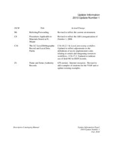Descriptive Cataloging Manual 2010 Update 1