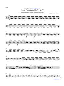 Violas  Sheet Music from www.mfiles.co.uk Piano Concerto No.21 in C (2nd movement - as used in Elvira Madigan)