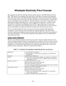 WHOLESALE ELECTRICITY PRICE FORECAST FOR THE DRAFT FIFTH POWER PLAN