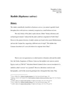 Theophilos Collins Katie Goodwin Box 354 Radish (Raphanus sativus) History