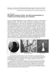 In: Menora 16 – Jahrbuch für deutsch-jüdische Geschichte[removed]: Tradition, Emanzipation und Verantwortung. Moses Mendelssohn, die Aufklärung und die Anfänge des deutsch-jüdischen Bürgertums. Hamburg 2006, S[removed]http://www.erzwiss.uni-hamburg.de/Personal/Lohmann/Publik/Freischule_MENORA-16.pdf