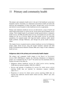 Chapter only - Chapter 11 Primary and community health - Report on Government Services 2009: Indigenous Compendium