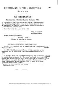 No. 14 of[removed]AN ORDINANCE To amend the Film Classification  Ordinance 1971.