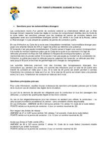 PER I TURISTI STRANIERI: GUIDARE IN ITALIA  • Sanctions pour les automobilistes étrangers