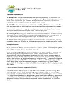 NRV Livability Initiative Project Update March 2012 A. Working Groups Update: The Housing working group reviewed and identified the most compelling housing and demographic data pulled together by the Virginia Tech’s Ce