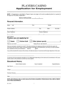 Application For Employment