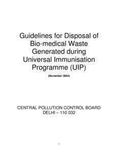 Guidelines for Disposal of AD Syringe Waste Generated during Universal Immunisation Programme
