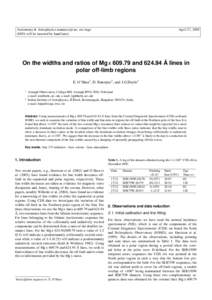 Astronomy & Astrophysics manuscript no. eos˙mgx (DOI: will be inserted by hand later) April 27, 2005  On the widths and ratios of Mg  and Å lines in