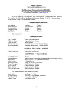 Staff Summary of October 21, 2011 Fish and Game Commission Meeting