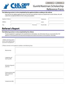 Reset Form  Print Form Gunild Keetman Scholarship Reference Form