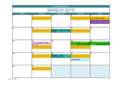 Karumba Outreach Calendar  MARCH 2015 Monday 2