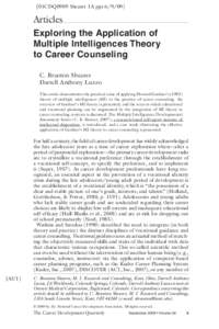 [01CDQ0909 Shearer 1A pgs[removed]Articles Exploring the Application of Multiple Intelligences Theory to Career Counseling