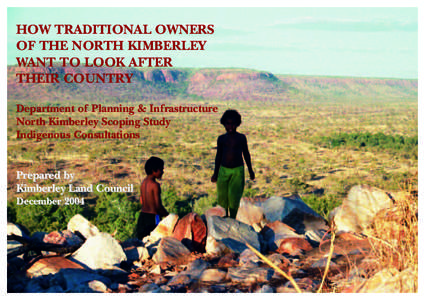 HOW TRADITIONAL OWNERS OF THE NORTH KIMBERLEY WANT TO LOOK AFTER THEIR COUNTRY Department of Planning & Infrastructure North Kimberley Scoping Study