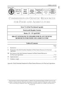 Draft Genebank standards for plant genetic resources for food and agriculture