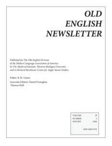 Anglo-Frisian languages / Anglo-Saxon paganism / Michael D. C. Drout / Beowulf / Old English / J. R. R. Tolkien / Tom Shippey / Anglo-Saxons / The Toller Lecture / Germanic peoples / Tolkien studies / Culture