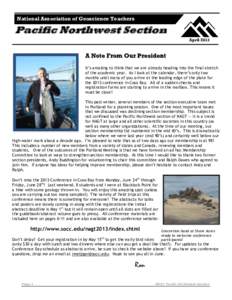 National Association of Geoscience Teachers  Pacific Northwest Section AprilA Note From Our President