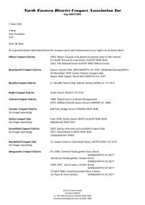 North Eastern District Croquet Association Inc Reg A0037198S 7 June 2014 K Boal Vice-President