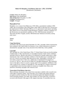 Hubert Humphrey / Kennedy family / Humphrey / Max Kampelman / John F. Kennedy / Democratic National Convention / United States / United States presidential election / American Federation of Teachers