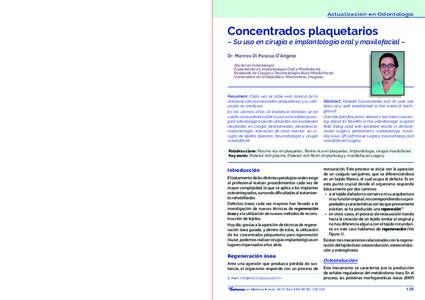 Actualización en Odontología  Concentrados plaquetarios – Su uso en cirugía e implantología oral y maxilofacial –  GRAMON BAGO