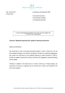 Ref.: C2[removed]Luxembourg, 28 December 2009 Circular letter To all credit institutions