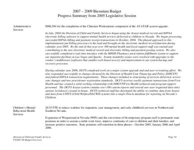 2005 – 2007 Biennium Budget