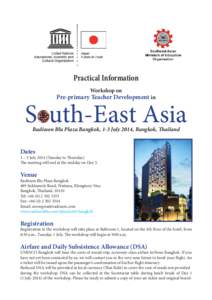 Practical Information Workshop on Pre-primary Teacher Development in  S uth-East Asia