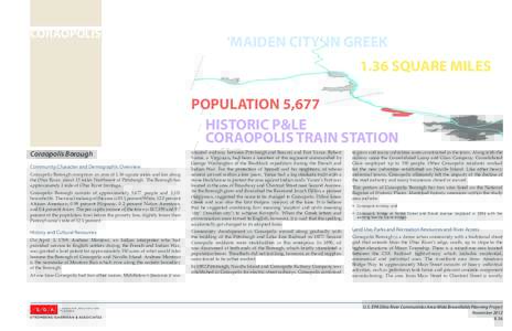 CORAOPOLIS  ‘MAIDEN CITY’ IN GREEK 1.36 SQUARE MILES POPULATION 5,677 HISTORIC P&LE