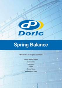 Spring Balance Please click to navigate to section: Spring Balance Range Accessories Aluminium Timber