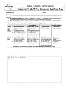 Grape—Caterpillar Monitoring Form www.ipm.ucdavis.edu Supplement to UC IPM Pest Management Guidelines: Grape  Grower/Vineyard: __________________________________________________ Date: __________________________