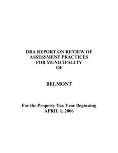 DRA REPORT ON REVIEW OF ASSESSMENT PRACTICES FOR MUNICIPALITY OF  BELMONT