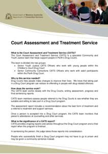 Court Assessment and Treatment Service What is the Court Assessment and Treatment Service (CATS)? The Court Assessment and Treatment Service (CATS) is a specialist Community and Youth Justice team that helps support peop