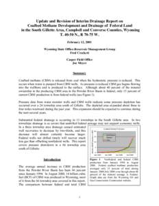 Update and Revision of Interim Drainage Report on  Coalbed Methane Development and Drainage of Federal Land in the South Gillette Area, Campbell and Converse Counties, Wyoming