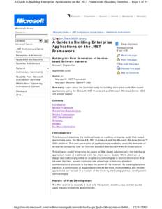 A Guide to Building Enterprise Applications on the .NET Framework (Building Distribut... Page 1 of 35  Products | Downloads | Support | Search | Worldwide | Microsoft Microsoft Home Microsoft Home > .NET Architecture Cen