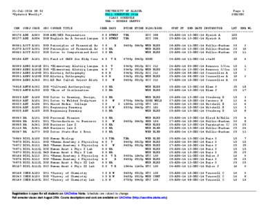 21-Jul[removed]:52 *Updated Weekly* UNIVERSITY OF ALASKA FALL SEMESTER 2014 CLASS SCHEDULE