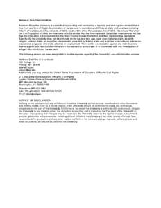 !  Notice of Non-Discrimination Alderson Broaddus University is committed to providing and maintaining a learning and working environment that is free from any form of illegal discrimination or harassment in accordance w