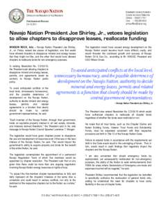 THE NAVAJO NATION  CONTACT: GEORGE HARDEEN COMMUNICATIONS DIRECTOR OFFICE – [removed]CELL – [removed]