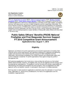Public Safety Officers’ Benefits (PSOB) National Firefighter and First Responder Survivor Support