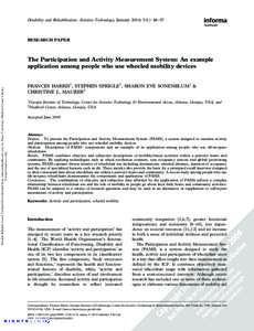 Disability and Rehabilitation: Assistive Technology, January 2010; 5(1): 48–57  RESEARCH PAPER Disabil Rehabil Assist Technol Downloaded from informahealthcare.com by Duke University Medical Center Library For personal