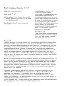 Two’s Company, Three’s a Crowd Subject(s): Science, Government Grade Level: 7th-12th Activity authors: Vickie Chandler, Rimrock H.S., Bruneau; Ron Shows, Lewiston H.S.; and Judith Stowell, Blackfoot H.S.