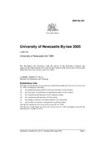 2005 No 631  New South Wales University of Newcastle By-law 2005 under the