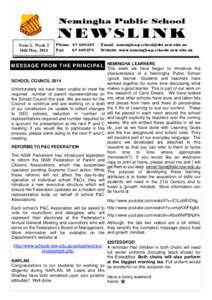 Nemingha Public School  NEWSLINK Term 2, Week 3 16th May, 2014
