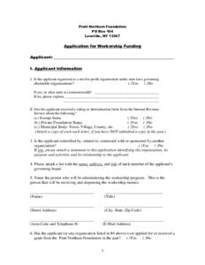 Pratt Northam Foundation PO Box 104 Lowville, NYApplication for Workership Funding Applicant: ____________________________________________________________