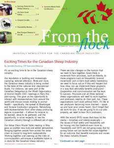 In this issue: � Exciting Times for the Sheep Industry[removed]1-2