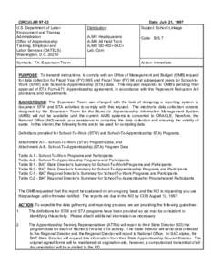 CIRCULAR 97­03  U.S. Department of Labor  Employment and Training  Administration  Office of Apprenticeship  Training, Employer and 