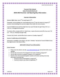 Microsoft Word - Summer and Opening Day Information 2014.docx